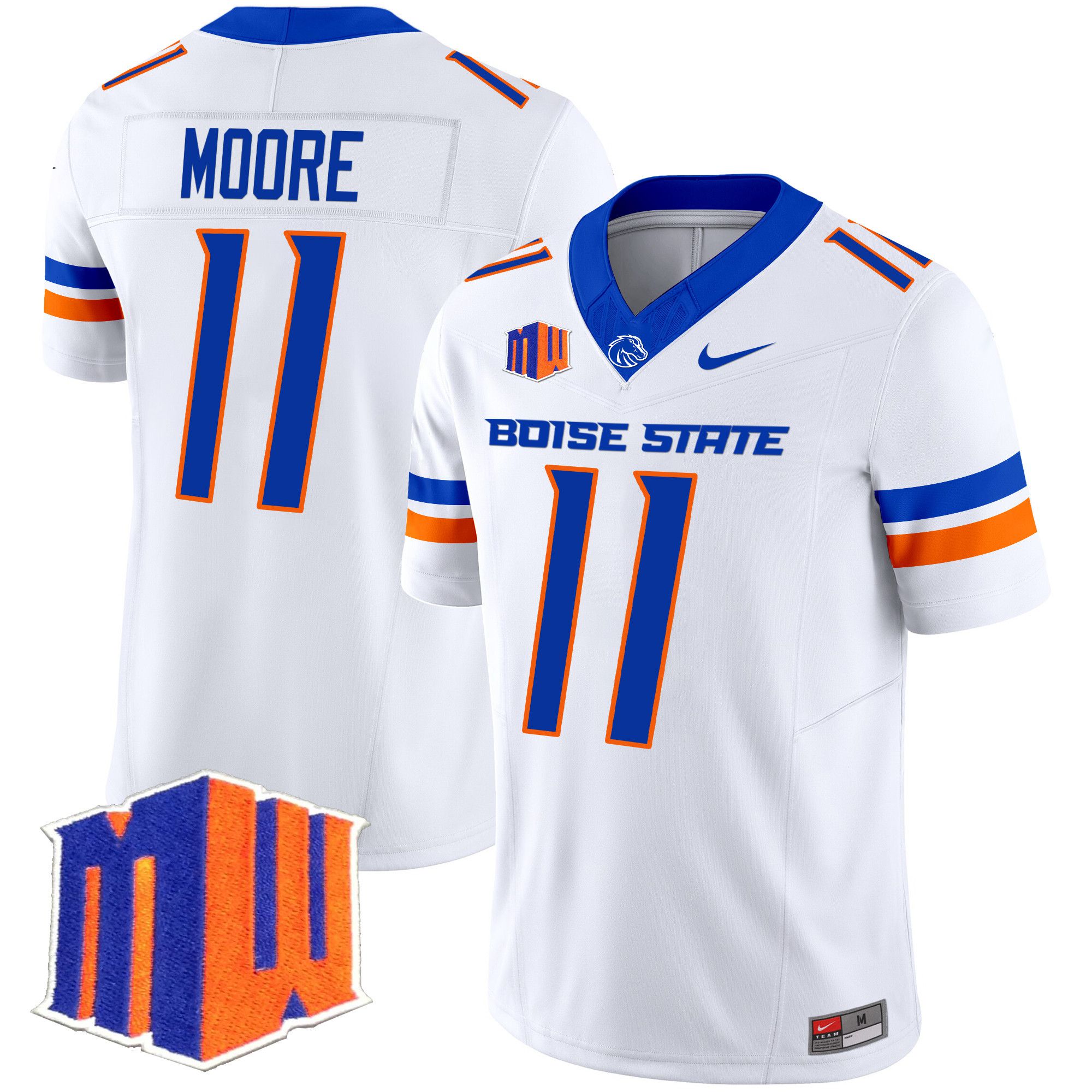 Men Boise State Broncos #11 Moore White Nike 2024 Vapor Limited NCAA Jersey